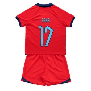 Lacne Dětský Futbalové dres Anglicko Bukayo Saka #17 MS 2022 Krátky Rukáv - Preč (+ trenírky)